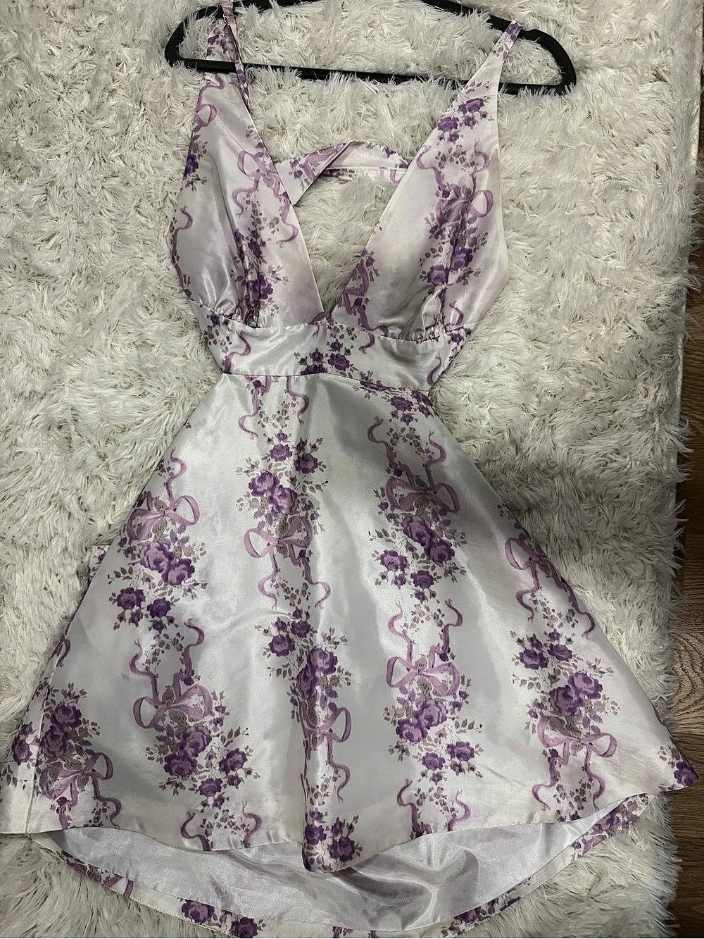LoveShackFancy Mini Dress White & Purple Floral